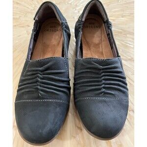 Earth Origins Shoes Nubuck Flex Flat Slip On Stretch Comfort Cushion Blue Fara 8